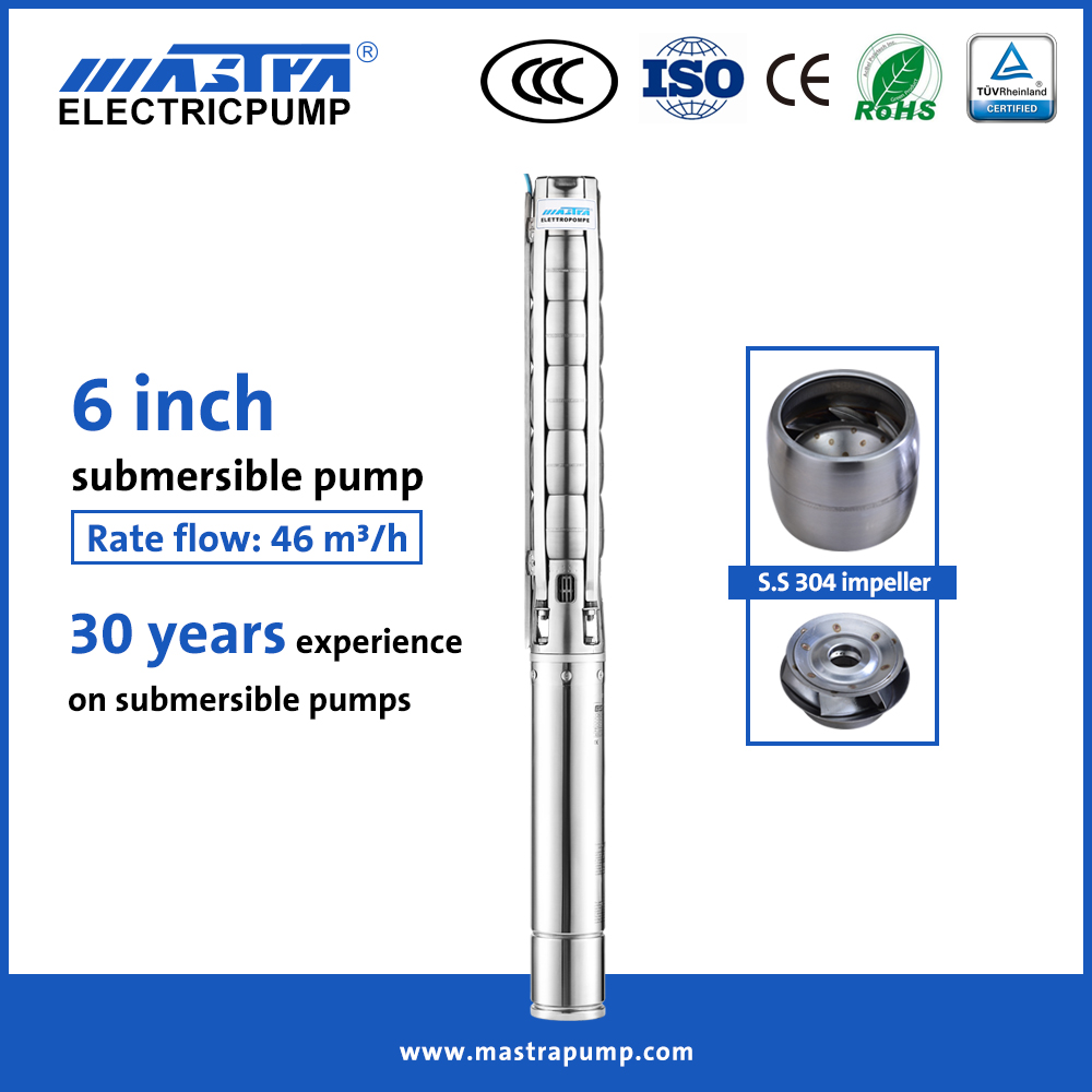 Pompe à eau submersible Mastra 6 pouces tout en acier inoxydable pour puits profond 6SP meilleure pompe à eau submersible