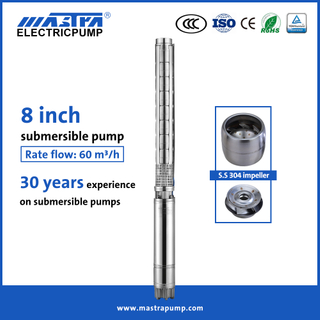 Pompe d'irrigation submersible Mastra 8 pouces tout en acier inoxydable 8SP Fabricant chinois de pompe submersible