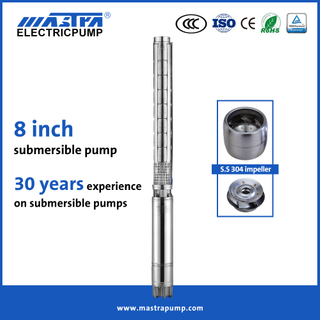 Pompe submersible Mastra 8 pouces tout acier inoxydable marque 8SP pompe à eau agricole solaire