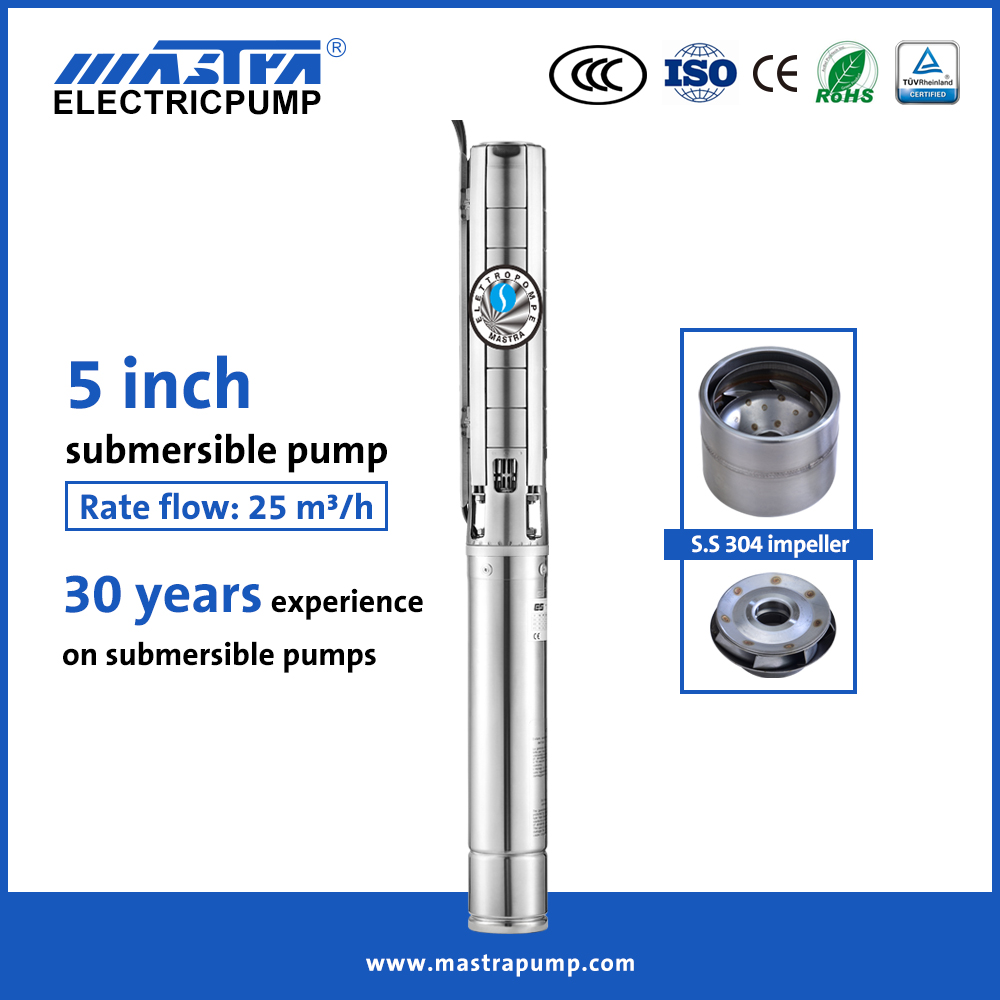 Pompe à eau de puits profond Mastra 5 pouces en acier inoxydable marque 5SP Pompe de puits submersible